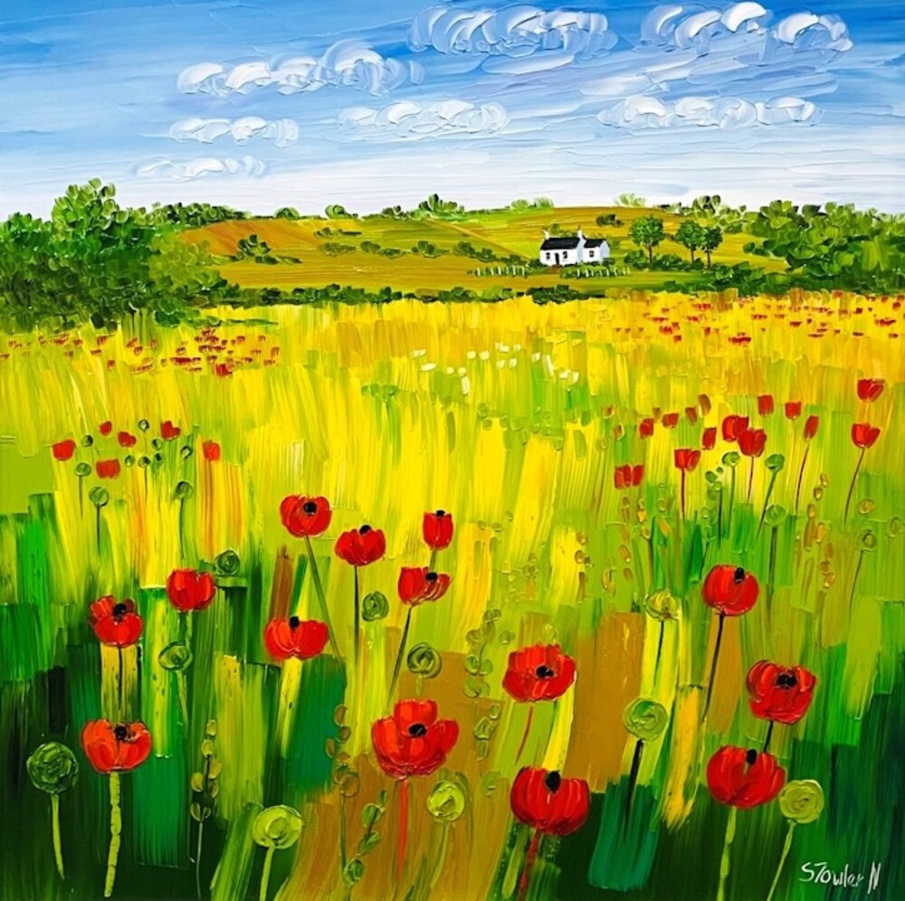 'Cottage and Summer Poppies' by artist Sheila Fowler